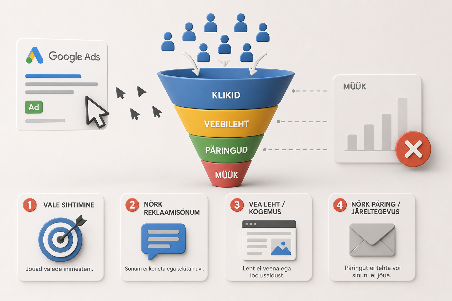 Miks su Google Ads klikid ei muutu müügiks?